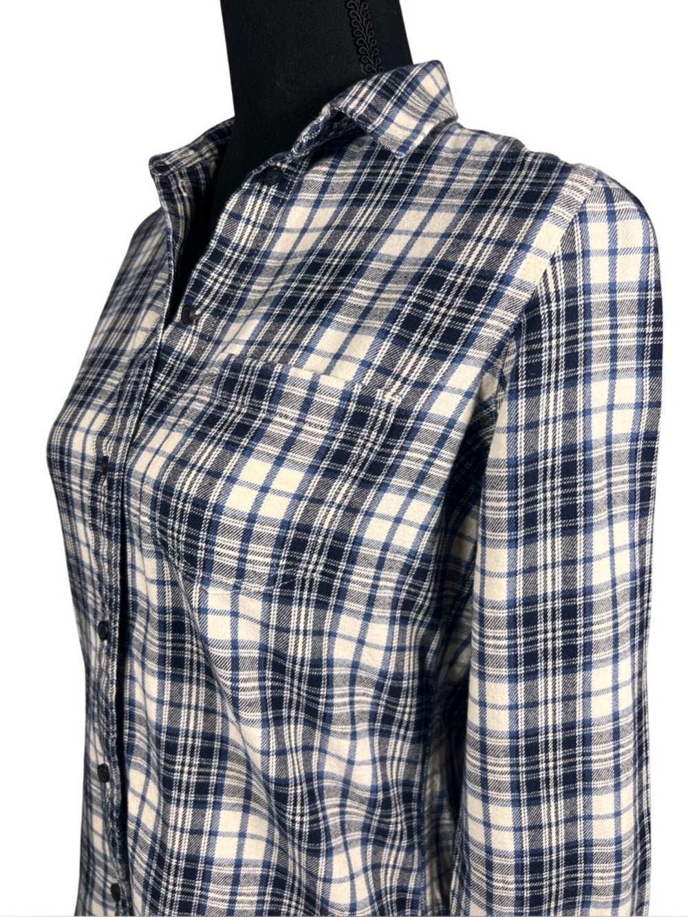 Madewell Blue and White Plaid Button Down Shirt, Size XS - Picture 4 of 9